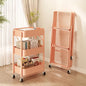 Folding Storage Trolley Rack Kitchen Bathroom Multi Storey Snacks Shelving Bedroom Mobile Trolley Storage Rack Organizer Carts - Ceenaz Store
