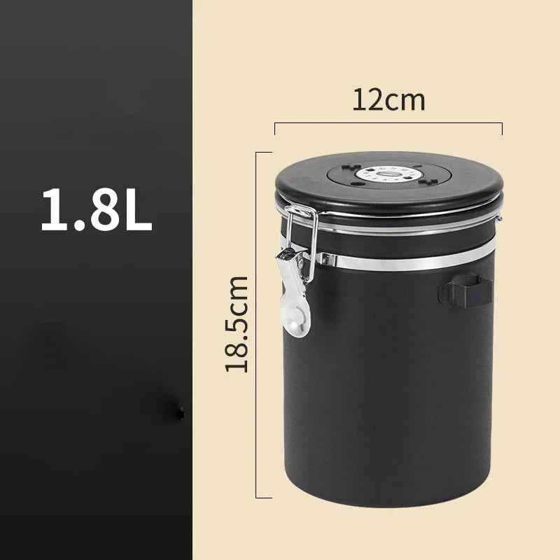 304 Stainless Steel Coffee Canister Coffee Bean Storage Airtight Containers with Date with Spoon Vent Valve Kitchen Food Storage Jar