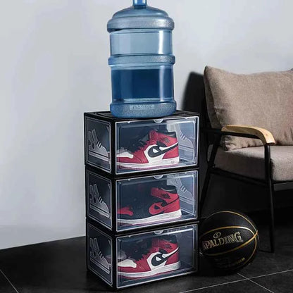 AJ Sneaker Box Shoes Organizer Transparent Shoe Boxes Stackable Cabinet Storage Box High-top Dustproof Shoes Organizers Shoerack