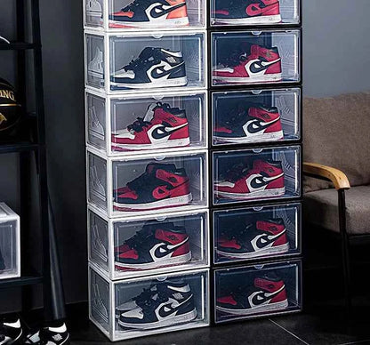 AJ Sneaker Box Shoes Organizer Transparent Shoe Boxes Stackable Cabinet Storage Box High-top Dustproof Shoes Organizers Shoerack