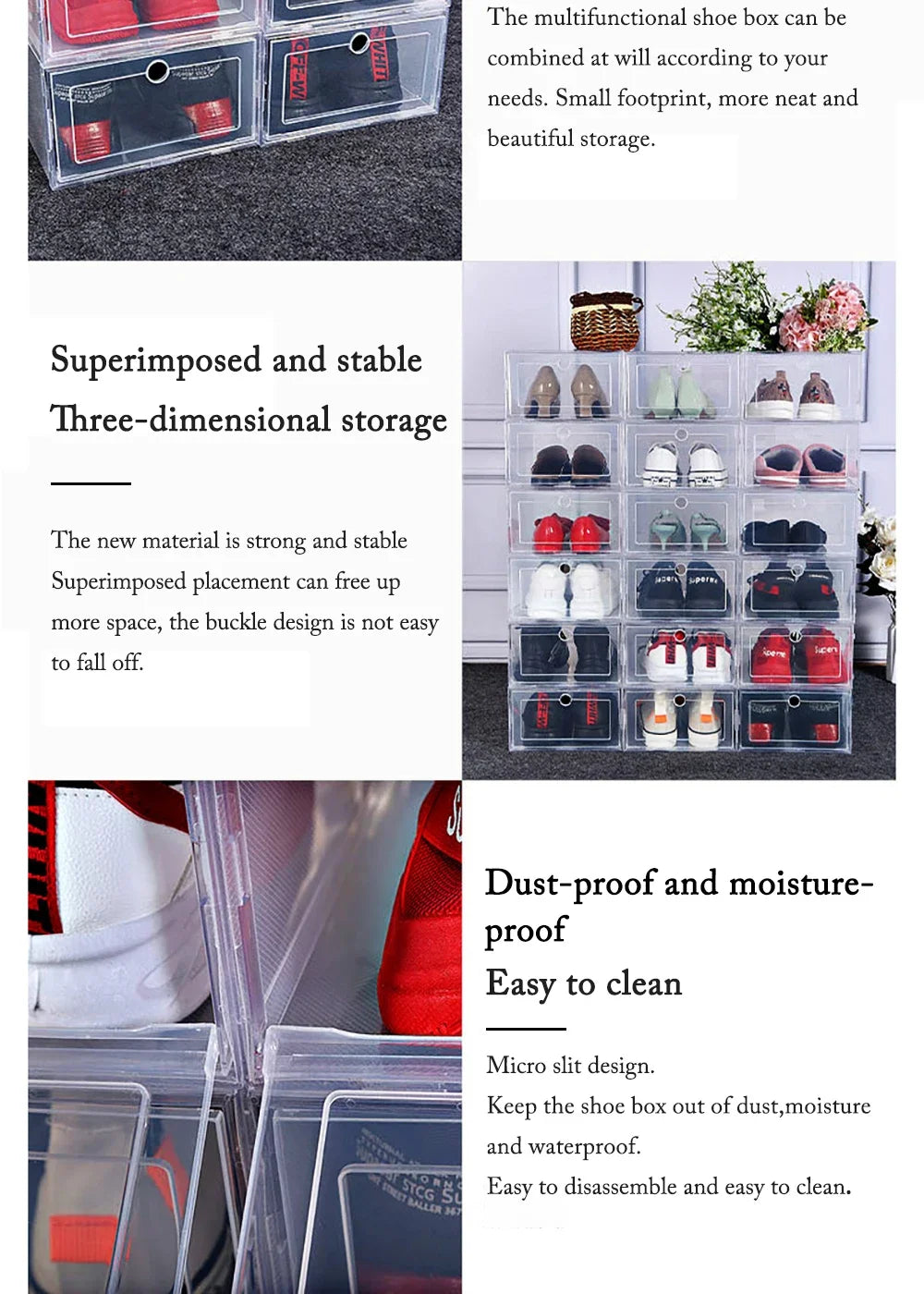 Folder Plastic Antioxidant Shoe Cabinet High Transparent Slippers Sneakers Storage Shoes Box Dustproof Shoe Organizer Box - Ceenaz Store