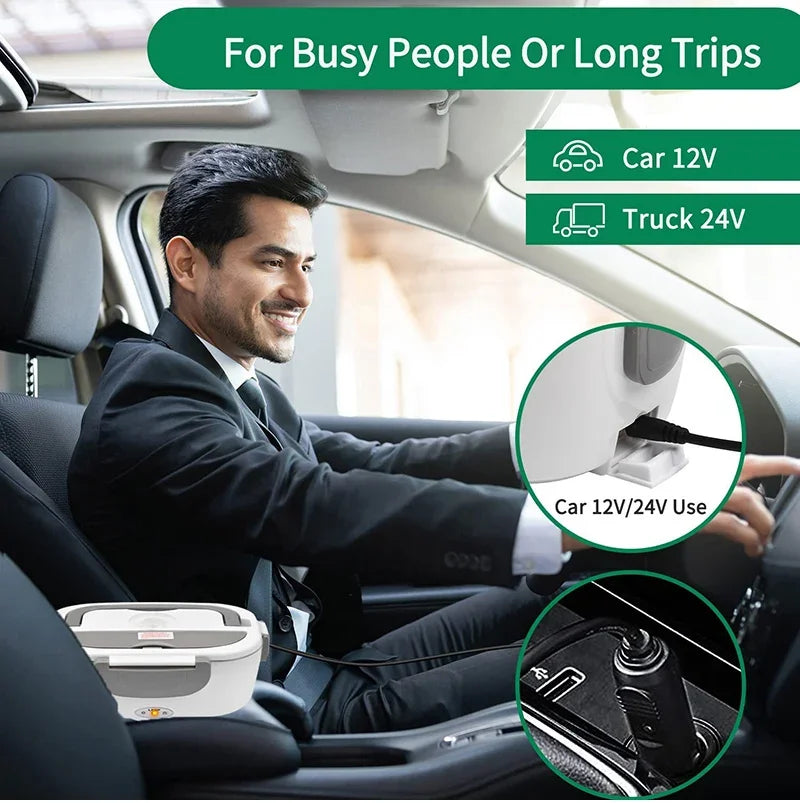 Stainless Steel 12V 24V Electric Heating Lunch Box Car Truck Drivers Picnic Camping Portable Thermostatic Food Warmer Container - Ceenaz Store