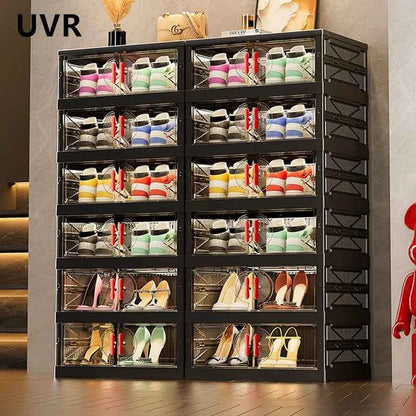 Folding Shoe Rack Organizer Living Room Shoe Storage Box Transparent Multi-Layer Large Capacity Multifunctional Shoe Cabinet