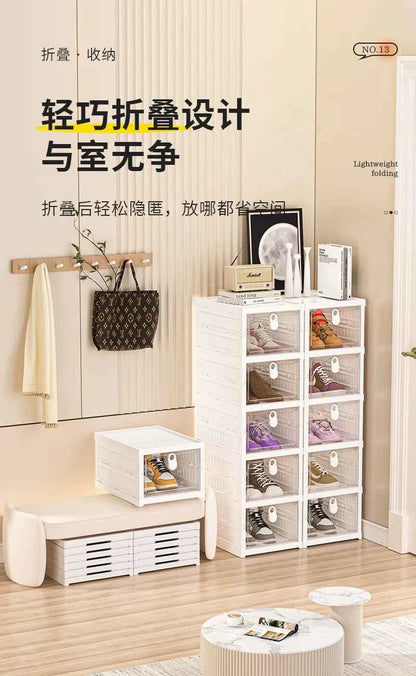 Free Installation Folding Shoe Box Storage Rack, Transparent Shoe Rack Storage Box, Multi-layer Integrated Shoe Cabinet