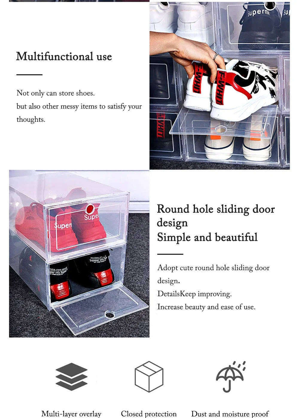 Folder Plastic Antioxidant Shoe Cabinet High Transparent Slippers Sneakers Storage Shoes Box Dustproof Shoe Organizer Box - Ceenaz Store