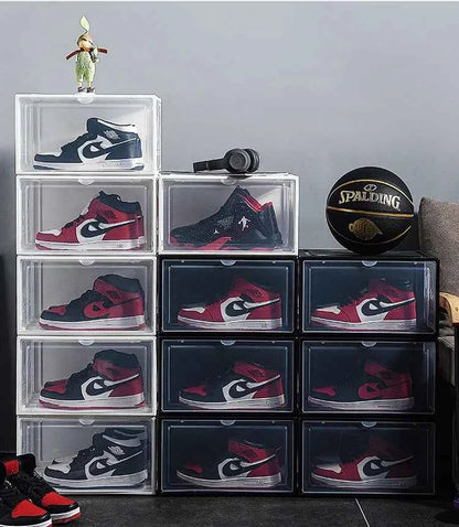 AJ Sneaker Box Shoes Organizer Transparent Shoe Boxes Stackable Cabinet Storage Box High-top Dustproof Shoes Organizers Shoerack