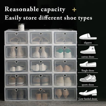 6 Pack Transparent shoe box shoes organizers thickened foldable Dustproof storage box Stackable combined shoe cabinet Sale - Ceenaz Store