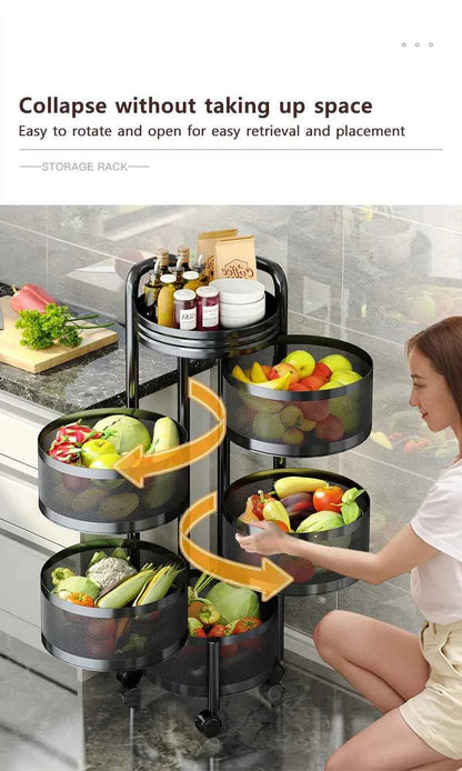 Detachable Rotating Storage Rack Kitchen Floor Multi-layer Shelf Multi-functional Living Room Snack Storage Rack Trolley Rack
