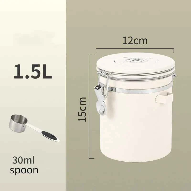304 Stainless Steel Coffee Canister Coffee Bean Storage Airtight Containers with Date with Spoon Vent Valve Kitchen Food Storage Jar
