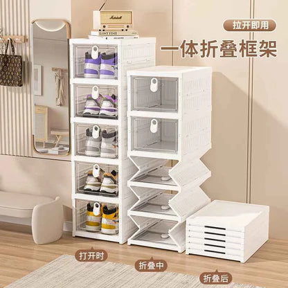 Free Installation Folding Shoe Box Storage Rack, Transparent Shoe Rack Storage Box, Multi-layer Integrated Shoe Cabinet