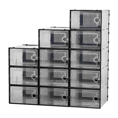 12x stackable transparent shoe box storage box multi-layer assembly storage rack shoe cabinet
