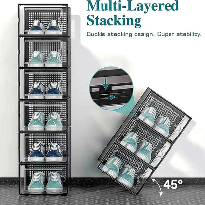 12x stackable transparent shoe box storage box multi-layer assembly storage rack shoe cabinet