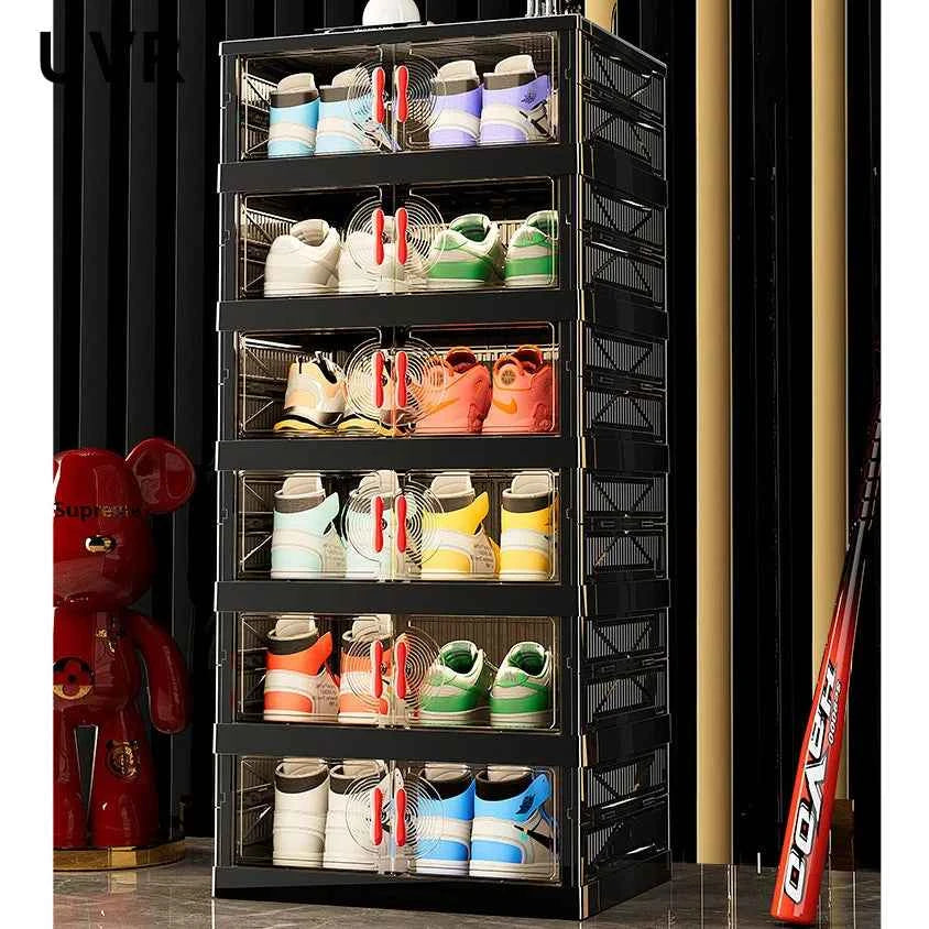 Folding Shoe Rack Organizer Living Room Shoe Storage Box Transparent Multi-Layer Large Capacity Multifunctional Shoe Cabinet
