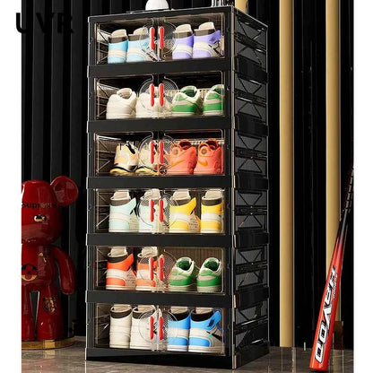 Folding Shoe Rack Organizer Living Room Shoe Storage Box Transparent Multi-Layer Large Capacity Multifunctional Shoe Cabinet