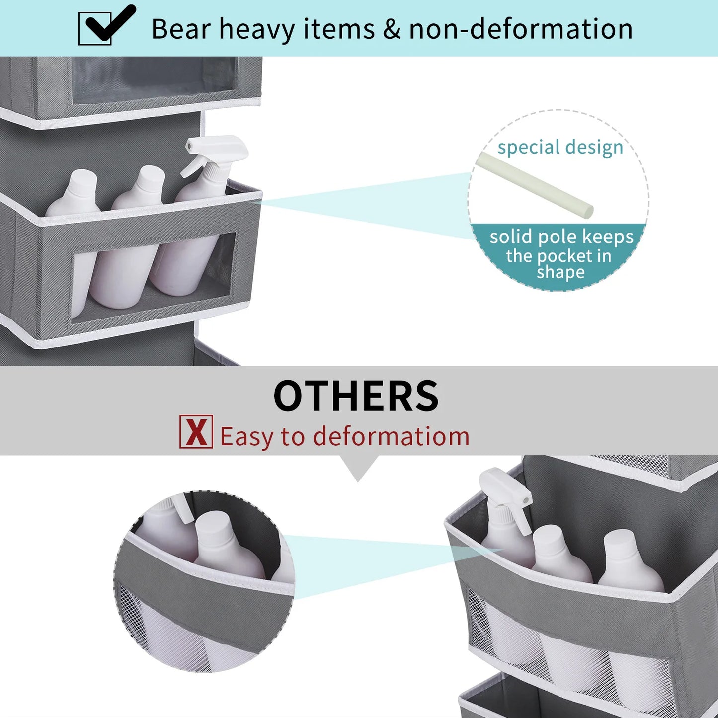 Over the Door Hanging Organizer 1/3/4/5 Large Pockets Over The Door Wall Mount Wall Mount Storage Hooks Bathroom Dorm Clothes - Ceenaz Store