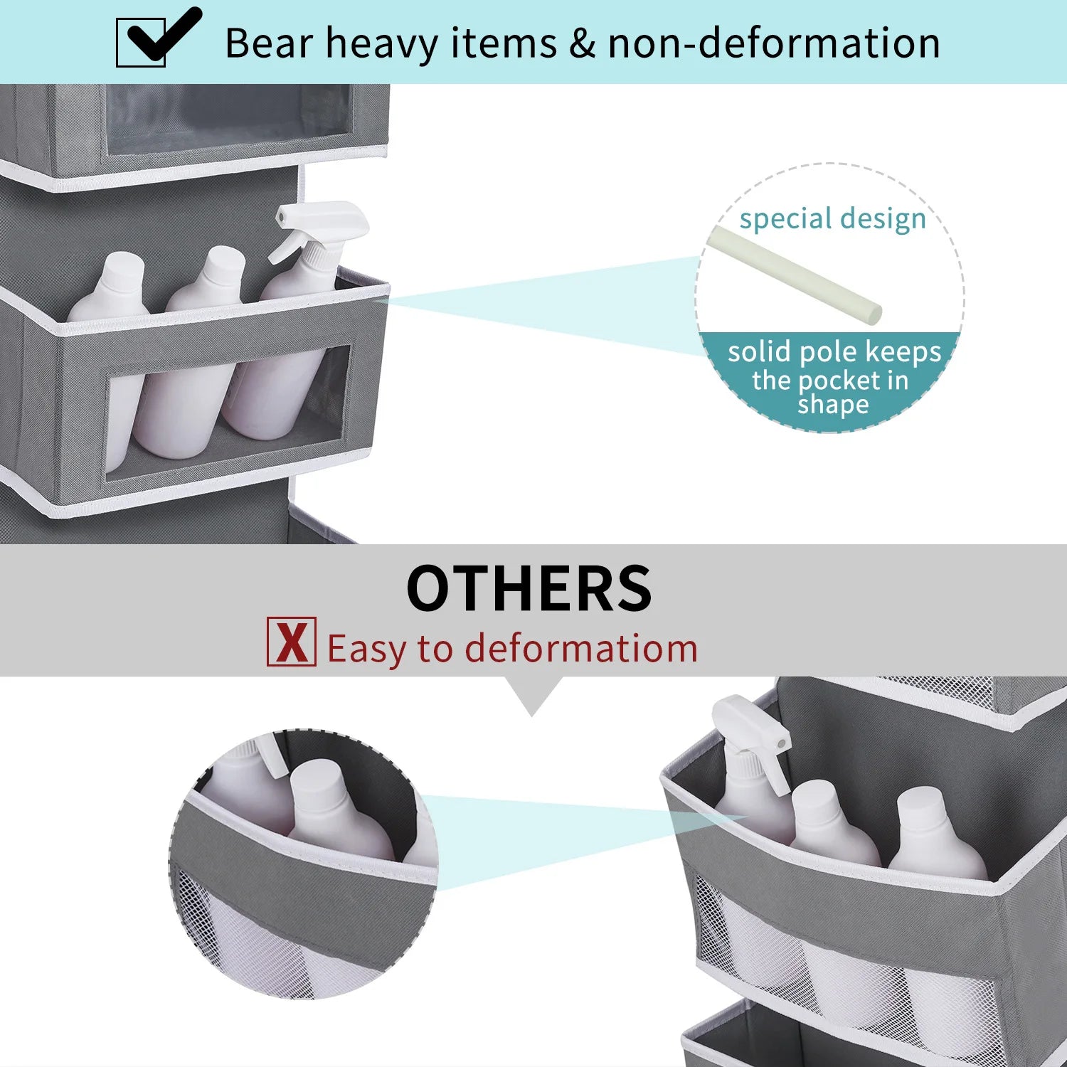 Over the Door Hanging Organizer 1/3/4/5 Large Pockets Over The Door Wall Mount Wall Mount Storage Hooks Bathroom Dorm Clothes - Ceenaz Store