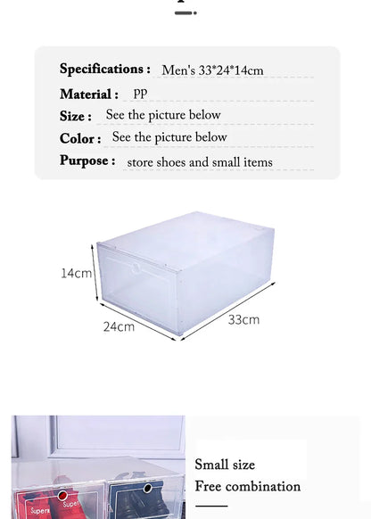Folder Plastic Antioxidant Shoe Cabinet High Transparent Slippers Sneakers Storage Shoes Box Dustproof Shoe Organizer Box - Ceenaz Store
