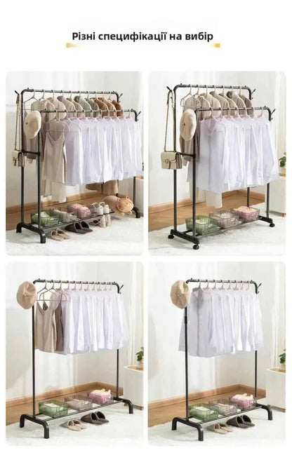 Thiened Sturdy Floor-Mounted Clothes Drng Ra Bedroom Balcony Iron Clothes Hanger Holder Portable Dormi Storage Orga...