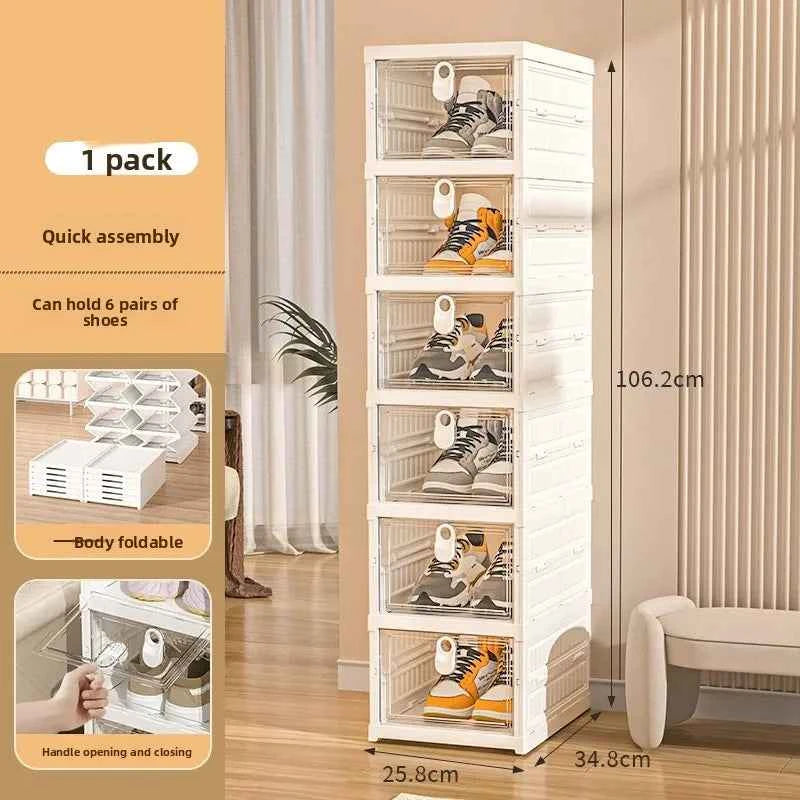 UVR Folding Shoe Cabinet Multi-folding Shoe Organizer Dustproof Shelf Household Multifunctional Storage Box Cabinet Furniture