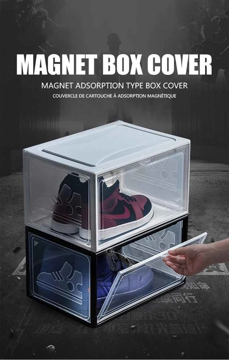 AJ Sneaker Box Shoes Organizer Transparent Shoe Boxes Stackable Cabinet Storage Box High-top Dustproof Shoes Organizers Shoerack