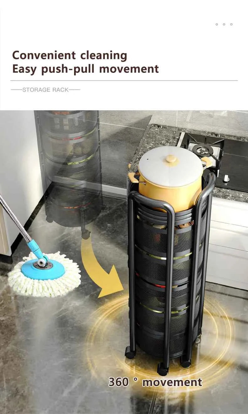 Detachable Rotating Storage Rack Kitchen Floor Multi-layer Shelf Multi-functional Living Room Snack Storage Rack Trolley Rack