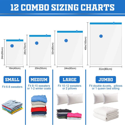 1/3/5Pcs Vacuum Storage Bags with Hand Pump for Comforters Clothes Pillow Bedding Blanket Storage Saver 80% More Compression - Ceenaz Store