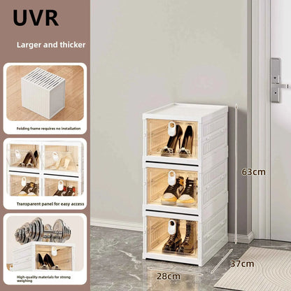 UVR Folding Shoe Cabinet Multi-folding Shoe Organizer Dustproof Shelf Household Multifunctional Storage Box Cabinet Furniture
