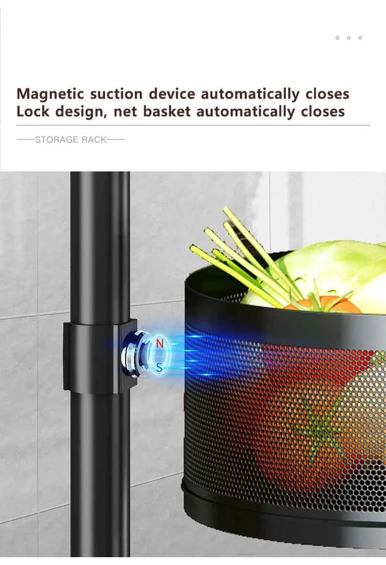 Detachable Rotating Storage Rack Kitchen Floor Multi-layer Shelf Multi-functional Living Room Snack Storage Rack Trolley Rack