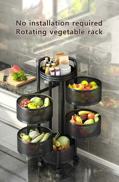Detachable Rotating Storage Rack Kitchen Floor Multi-layer Shelf Multi-functional Living Room Snack Storage Rack Trolley Rack
