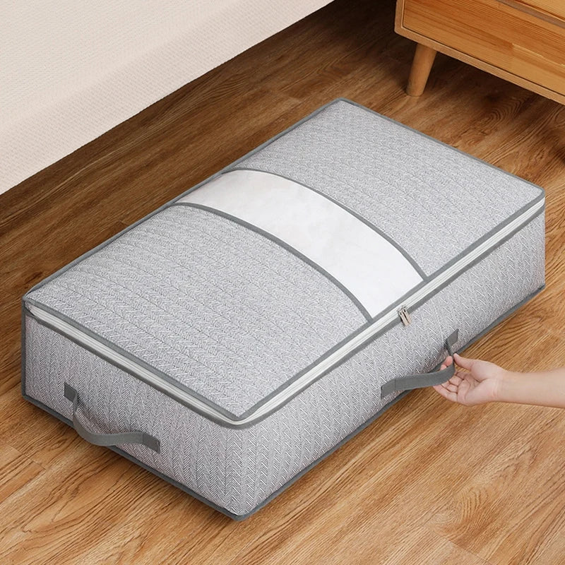 Large Clothes Storage Bag Under Bed Foldable Quilt Clothes Storage Bag Bedroom Dormitory Wardrobe Quilt Organizer Bag 이불정리함 - Ceenaz Store