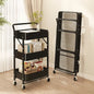 Folding Storage Trolley Rack Kitchen Bathroom Multi Storey Snacks Shelving Bedroom Mobile Trolley Storage Rack Organizer Carts - Ceenaz Store