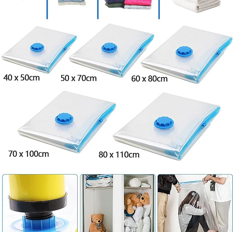 1/3/5Pcs Vacuum Storage Bags with Hand Pump for Comforters Clothes Pillow Bedding Blanket Storage Saver 80% More Compression - Ceenaz Store
