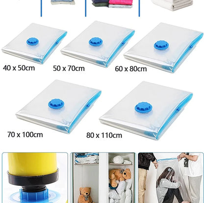 1/3/5Pcs Vacuum Storage Bags with Hand Pump for Comforters Clothes Pillow Bedding Blanket Storage Saver 80% More Compression - Ceenaz Store