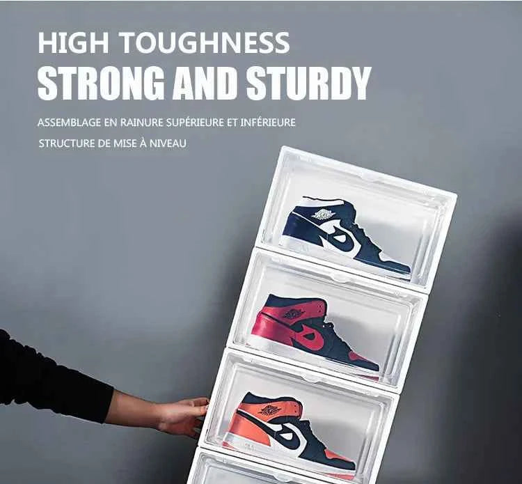 AJ Sneaker Box Shoes Organizer Transparent Shoe Boxes Stackable Cabinet Storage Box High-top Dustproof Shoes Organizers Shoerack