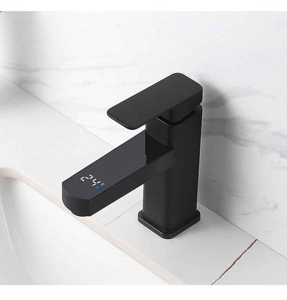 KKTNSG LED Digital Temperature Mixer Tap Smart Deck Mounted Bathroom Faucet Sink Basin Hot Cold Water Tap