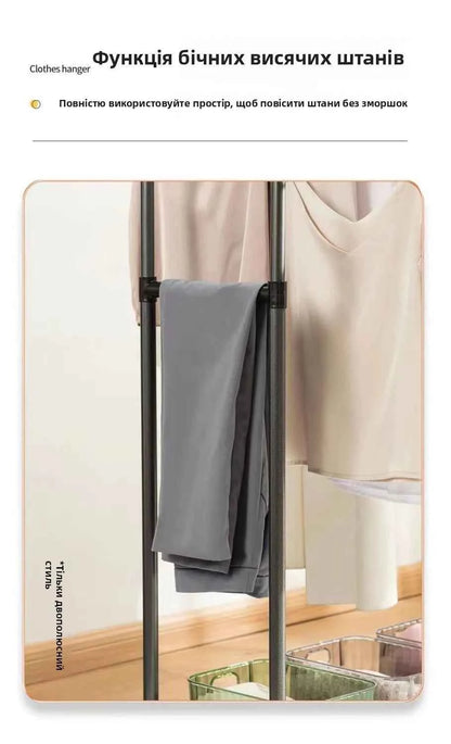 Thiened Sturdy Floor-Mounted Clothes Drng Ra Bedroom Balcony Iron Clothes Hanger Holder Portable Dormi Storage Orga...