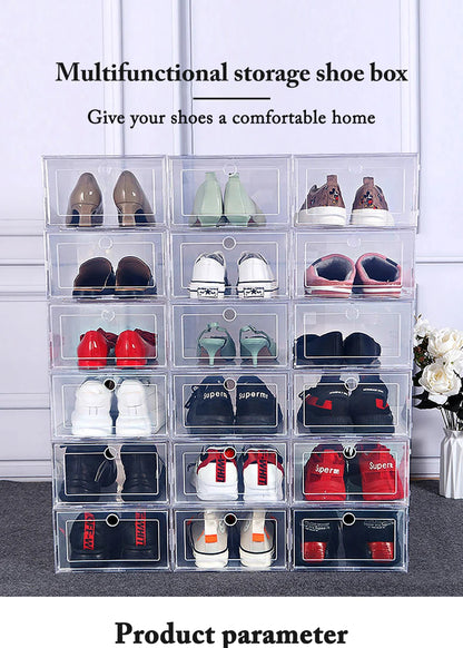 6 Pack Transparent shoe box shoes organizers thickened foldable Dustproof storage box Stackable combined shoe cabinet Sale - Ceenaz Store