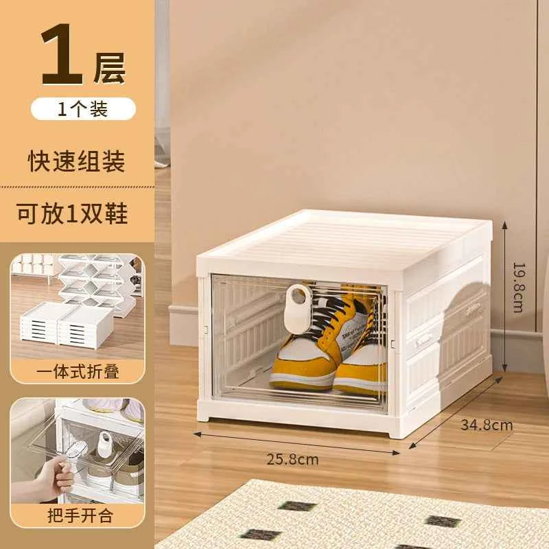 Free Installation Folding Shoe Box Storage Rack, Transparent Shoe Rack Storage Box, Multi-layer Integrated Shoe Cabinet