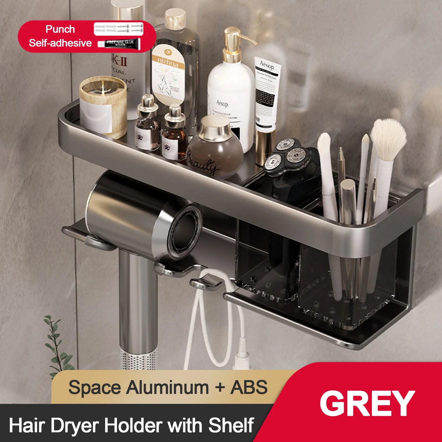 Hair Dryer Holder Wall Dryer Cradle Straightener Stand Hairdryer Organizer Box Toilet Blower Holder Shelf Bathroom Accessories - Ceenaz Store