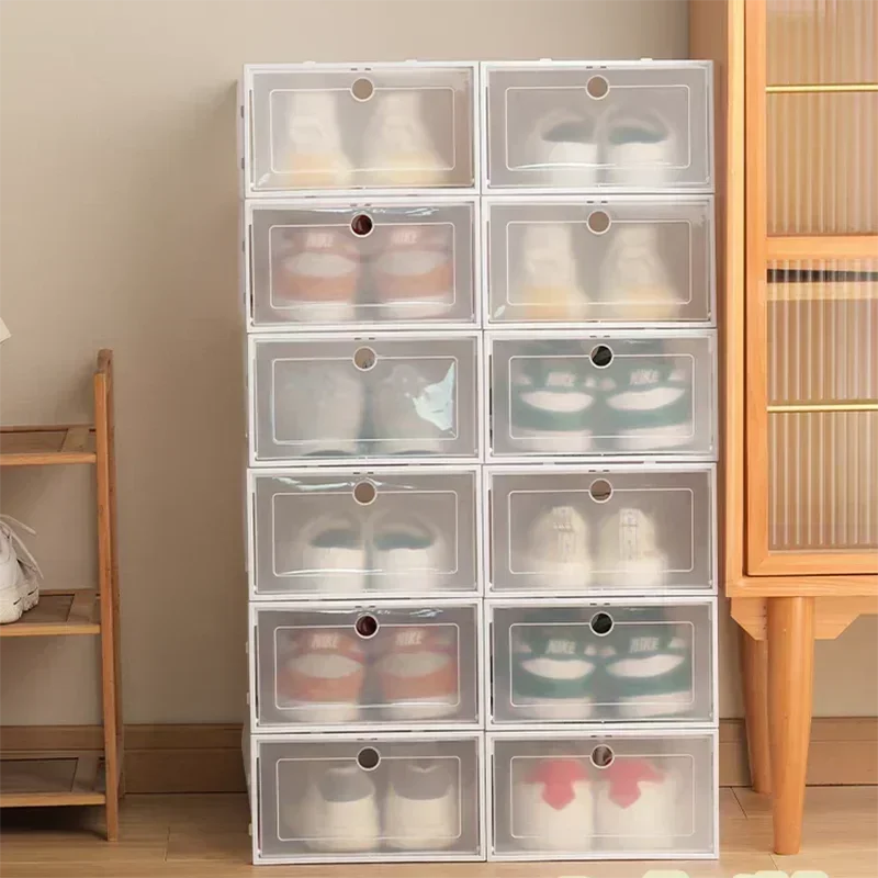 Folder Plastic Antioxidant Shoe Cabinet High Transparent Slippers Sneakers Storage Shoes Box Dustproof Shoe Organizer Box - Ceenaz Store