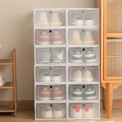 Folder Plastic Antioxidant Shoe Cabinet High Transparent Slippers Sneakers Storage Shoes Box Dustproof Shoe Organizer Box - Ceenaz Store