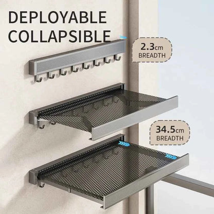 Bathroom Folding Storage Shelf Wall Mounted Aluminum Alloy Retractable Clothes Drying Holder Socks Clothing Drying Rack Hanger