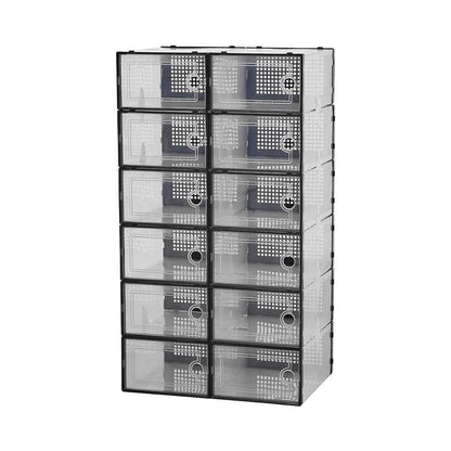 12x stackable transparent shoe box storage box multi-layer assembly storage rack shoe cabinet