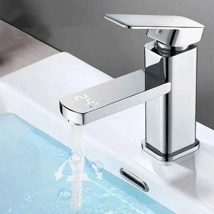 KKTNSG LED Digital Temperature Mixer Tap Smart Deck Mounted Bathroom Faucet Sink Basin Hot Cold Water Tap