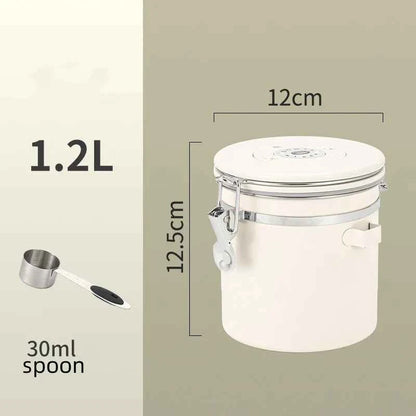 304 Stainless Steel Coffee Canister Coffee Bean Storage Airtight Containers with Date with Spoon Vent Valve Kitchen Food Storage Jar