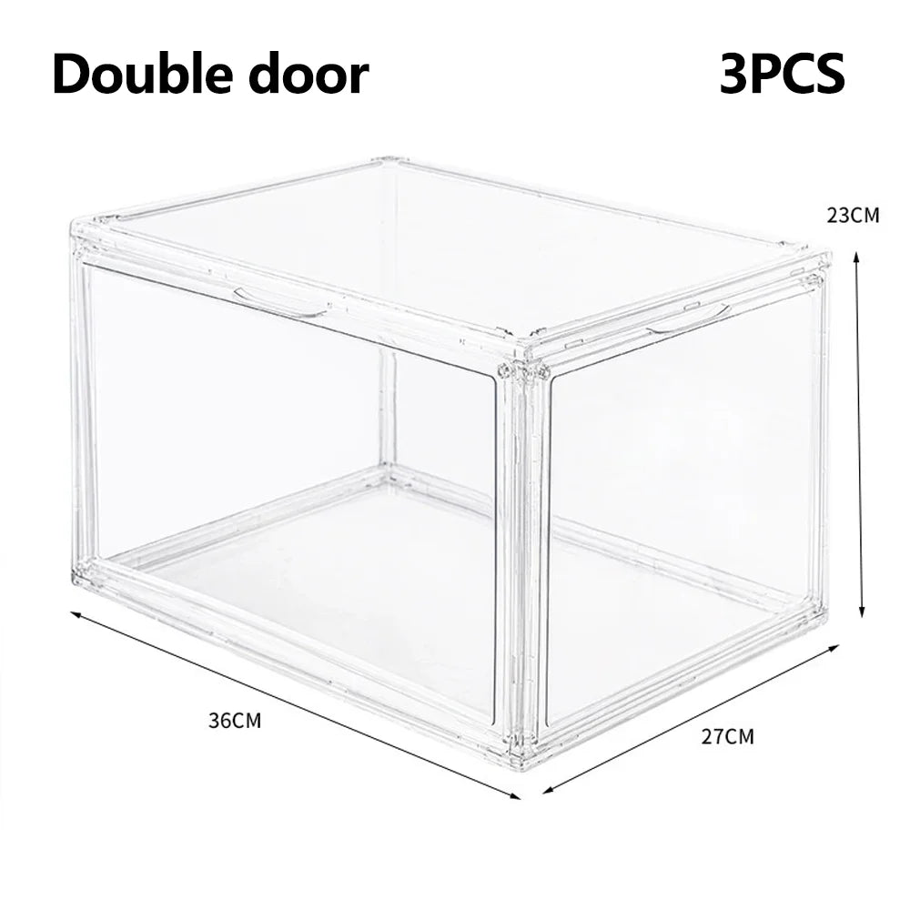 1-3 PCS Transparent Magnetic Acrylic Shoe Box for AJ Sneakers Drop-Front Display Case  Anti-Yellowing Shoe Storage Organizer - Ceenaz Store