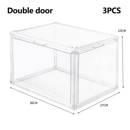 1-3 PCS Transparent Magnetic Acrylic Shoe Box for AJ Sneakers Drop-Front Display Case  Anti-Yellowing Shoe Storage Organizer - Ceenaz Store