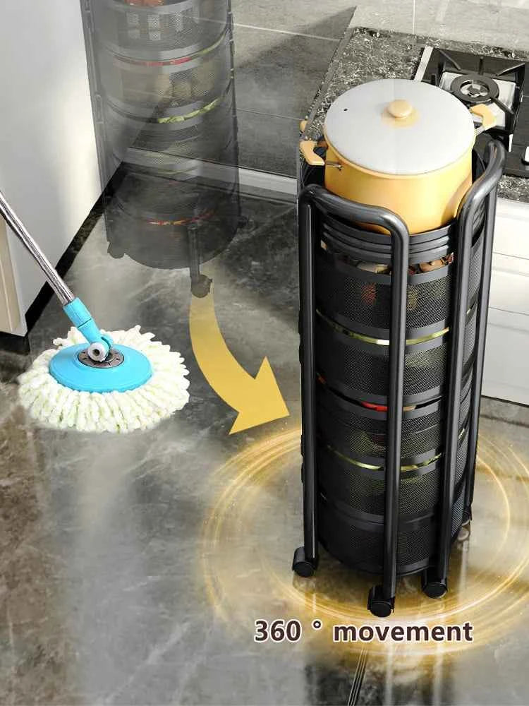 Detachable Rotating Storage Rack Kitchen Floor Multi-layer Shelf Multi-functional Living Room Snack Storage Rack Trolley Rack