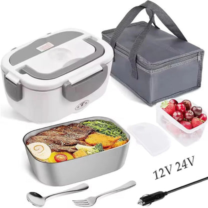 Stainless Steel 12V 24V Electric Heating Lunch Box Car Truck Drivers Picnic Camping Portable Thermostatic Food Warmer Container - Ceenaz Store