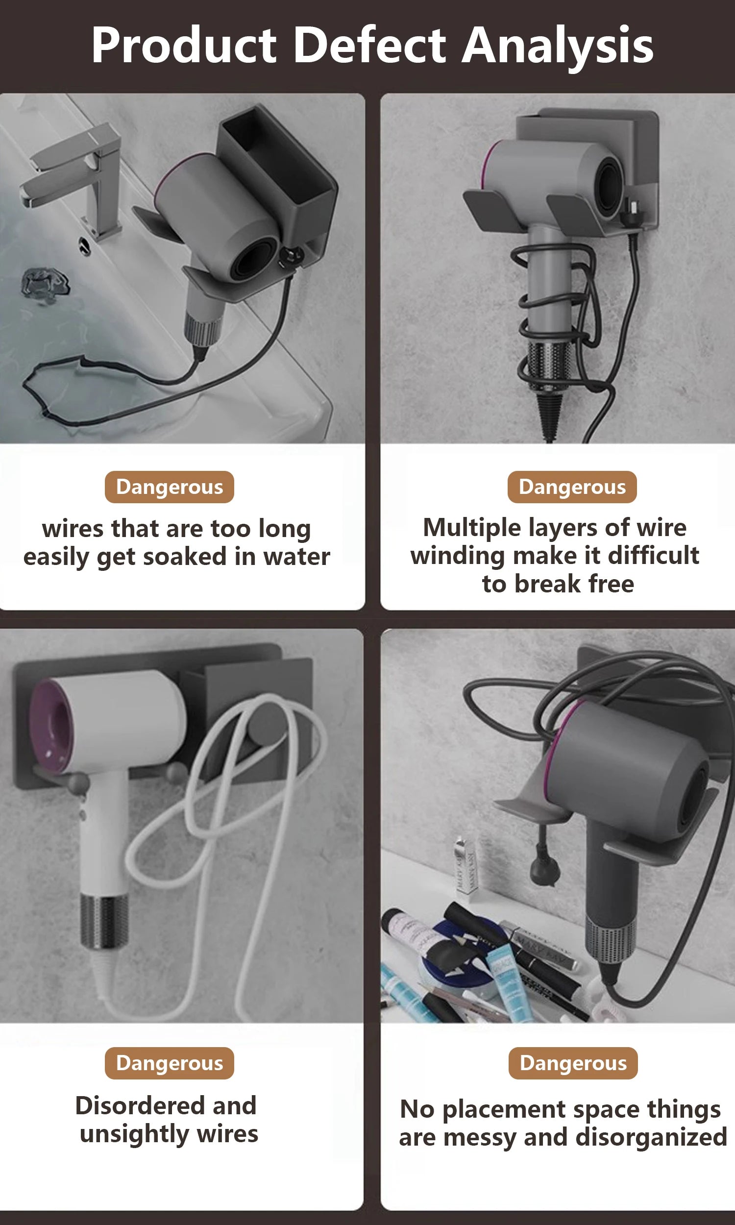 Hair Dryer Holder Wall Dryer Cradle Straightener Stand Hairdryer Organizer Box Toilet Blower Holder Shelf Bathroom Accessories - Ceenaz Store